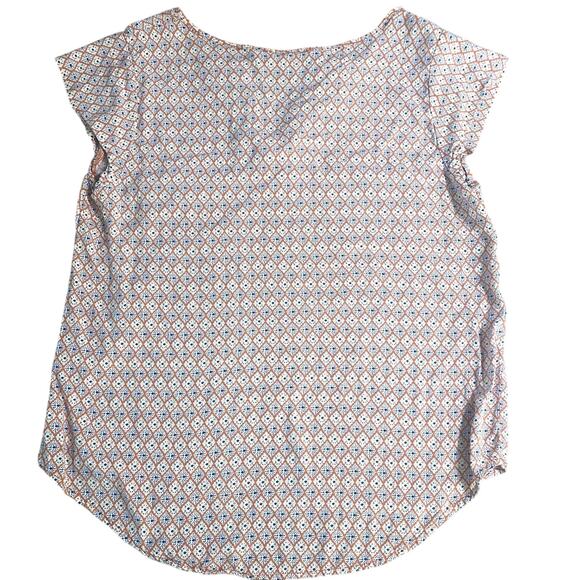 Artisan NY Women's Blouse Small Peach Print Short Sleeve 100% Rayon - Picture 2 of 6